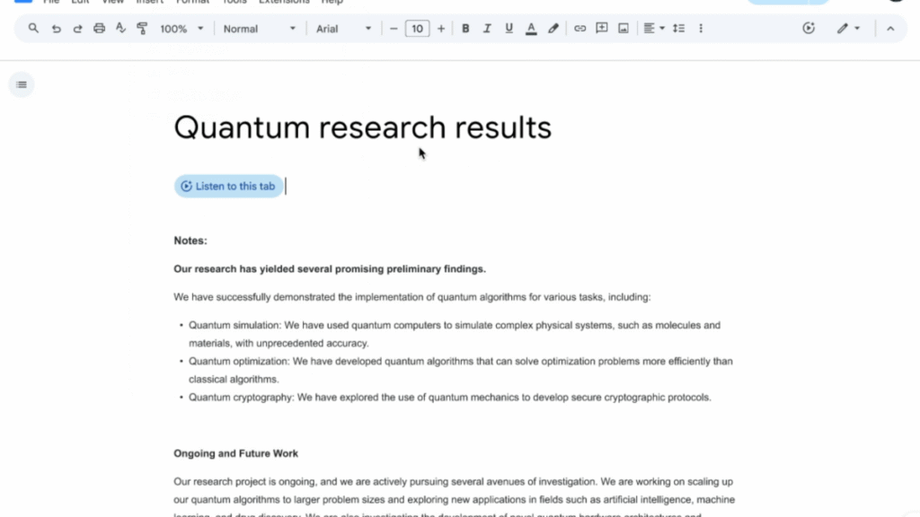 Google Docs read aloud