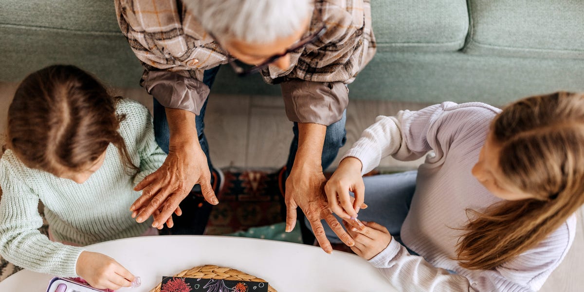 grandmother babysitting kids