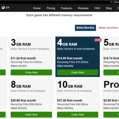 Minecraft server hosting