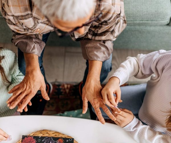 grandmother babysitting kids